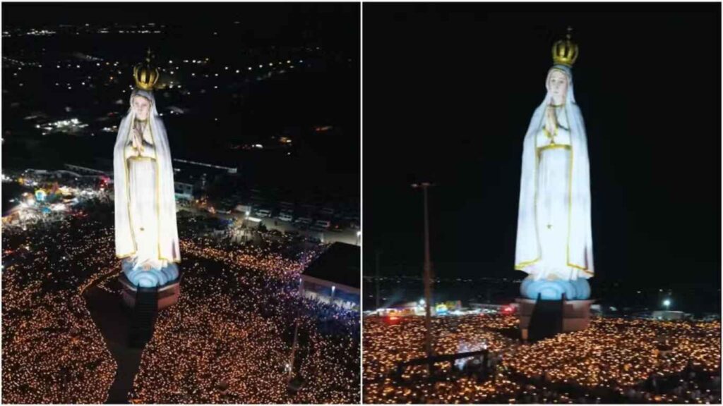 Nova imagem de Nossa Senhora de Fátima atrai multidão para inauguração no Crato — Foto: Divulgação