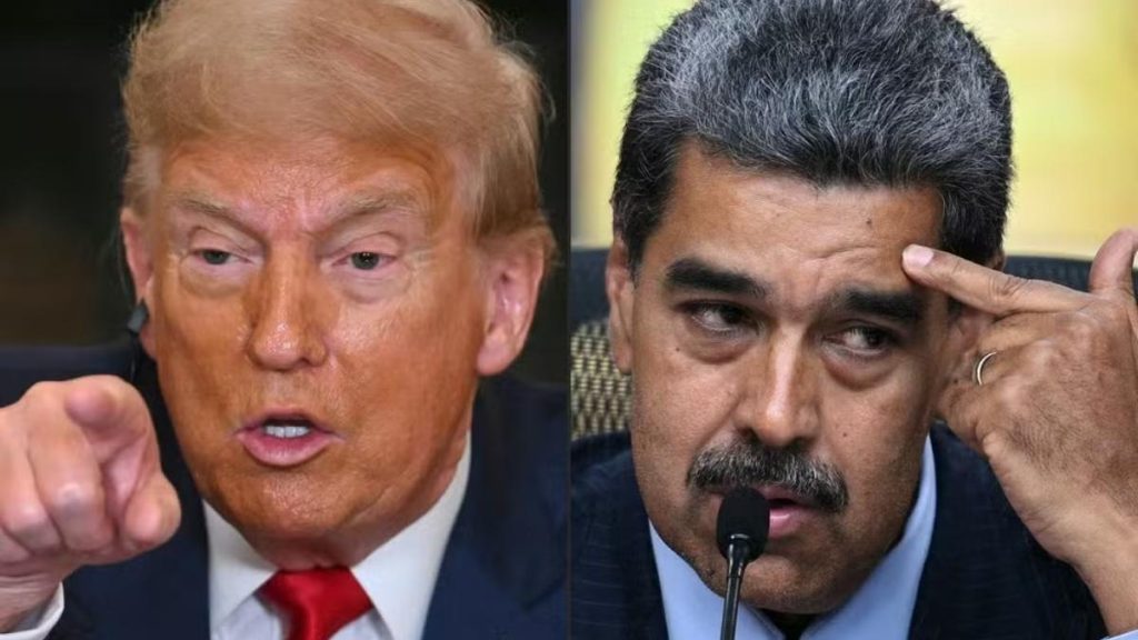 Imagem mostra o presidente dos EUA, Donald Trump (E), em Washington, DC, em 9 de julho de 2025, e o presidente venezuelano, Nicolás Maduro (D), em Caracas, em 31 de julho de 2024. — Foto: AFP/Jim Watson