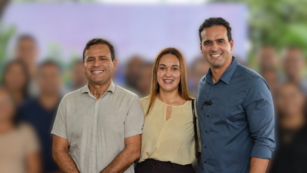 Eduardo Brito, a esposa Isaurina Meireles e o governador Lucas Ribeiro. — Foto: Reprodução / Redes Sociais