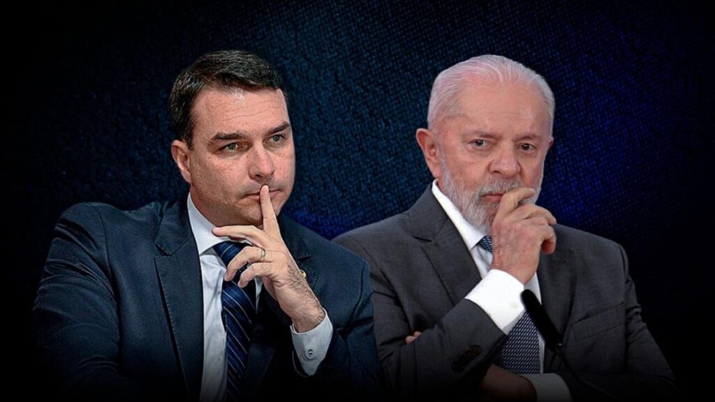 O senador Flávio Bolsonaro e o presidente Lula — Foto: Reprodução