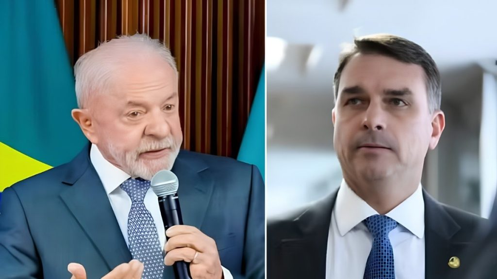 Presidente Luiz Inácio Lula da Silva (PT) e senador Flávio Bolsonaro (PL-RJ) — Foto: Reprodução