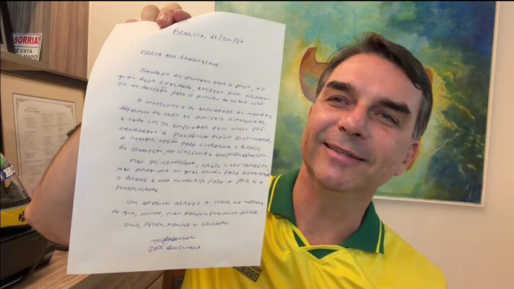 O senador e pré-candidato à Presidência Flávio Bolsonaro (PL) — Foto: Reprodução/Flávio Bolsonaro