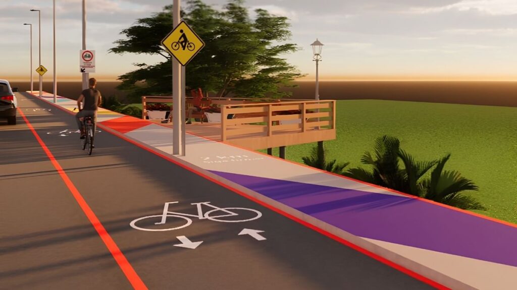 Prefeitura inicia construção de novo calçadão para caminhada às margens da BR-101 em Mamanguape. — Foto: Reprodução