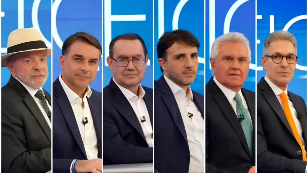 Lula, Flávio, Cury, Renan, Caiado e Zema — Foto: Globo